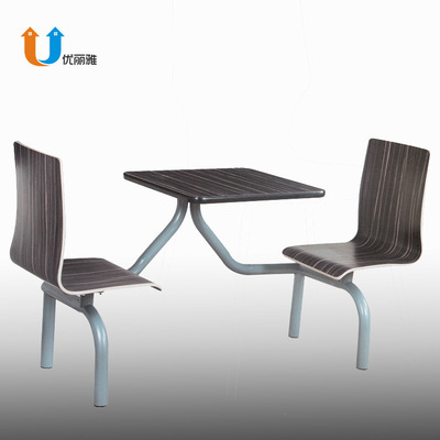 曲木连体快餐桌椅 现代餐饮空间的效率与美学融合